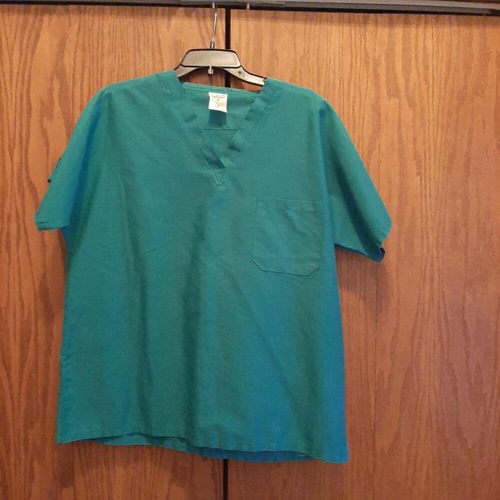 Fashion Seal Healthcare Unisex V-Neck 2 Pocket Green SzM PreLoved Excellent Cond